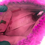 CHANEL FUCHSIA RABBIT FUR CLUTCH ON STRAP