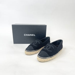 CHANEL BLK TWEED ESPADRILLES sz 39