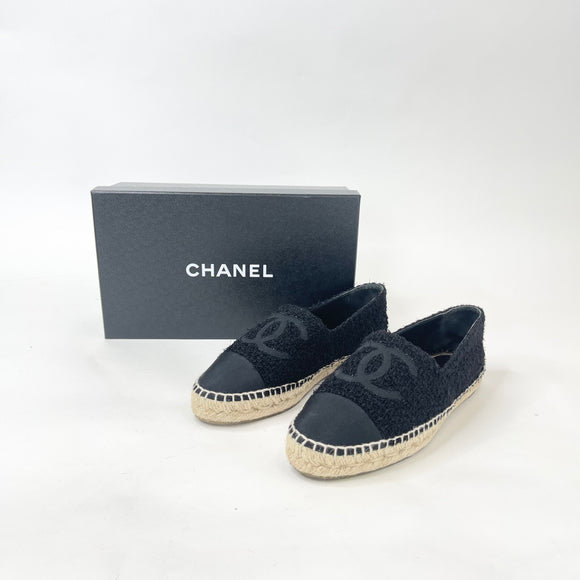 CHANEL BLK TWEED ESPADRILLES sz 39