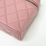 CHANEL SLIM VANITY TOP HANDLE W CHAIN IN PINK CAVIAR LEA & LIGHT GHW