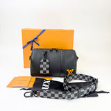 LIMITED EDITION LOUIS VUITTON CITY KEEPALL CROSSBODY IN BLK TAURILLON LEA - BLuxe Boutique