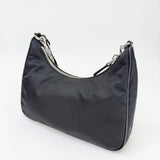 PRADA RE EDITION 2005 SHOULDER BAG IN BLK NYLON & SHW