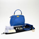 FENDI MINI BLUE LEA PEEKABOO CROSSBODY BAG