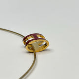 HERMES H POP BURGUNDY ENAMEL & GOLD TONE NECKLACE