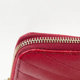 SAINT LAURENT CASSANDRE MATELASSE ZIP LONG WALLET IN RED GRAIN DE POUDRE LEA & GHW