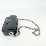GUCCI PETITE GG MINI TOP HANDLE FLAP IN BLK SMOOTH LEA & SHW
