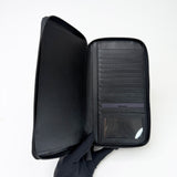 PRADA BLK SAFFIANO LEA DOUBLE ZIP ORGANIZER CLUTCH