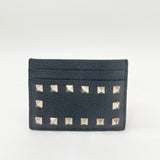 VALENTINO ROCKSTUD CARD HOLDER IN BLK LEA & GHW