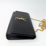 SAINT LAURENT KATE IN BLK GRAIN DE POUDRE EMBOSSED LEA & GHW - BLuxe Boutique