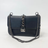 VALENTINO ROCKSTUD GLAM LOCK NOIR FLAP CHAIN CROSSBODY BAG