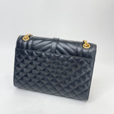 SAINT LAURENT ENVELOPE IN BLK QUILTED MATELASSE LMSKN LEA & GHW