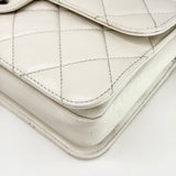 CHANEL PERFECT EDGE FLAP BAG IN AGED WHITE CALFSKIN LEA & RUTHENIUM HW