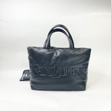 SAINT LAURENT YSL BLK LAMBSKIN LEA PUFFER XL TOTE/ AIRPORT BAG 