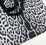 SAINT LAURENT RIVE DROITE BLK/ GREY CABVAS LEOPARD PRINT TOTE