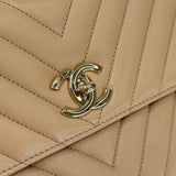 CHANEL TRENDY CC FLAP IN CAMEL CHEVRON QUILTED LAMBSKN LEA & GHW - BLuxe Boutique