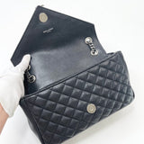 SAINT LAURENT YSL TRIQUILT ENVELOPE CROSSBODY IN BLK GOATSKIN LEA & RHW