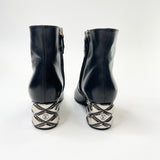 LOUIS VUITTON SILVER LIGHT BLK LEA BOOTS SZ 34.5