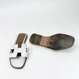 HERMES ORAN BLANC ( WHT ) BOX CALF LEA SANDALS sz 35