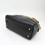 CHANEL IRRIDESCENT GOLD PYTHON & BLK CALF LEA BOWLER BAG