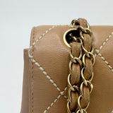CHANEL WILD STITCH FLAP BAG IN BEIGE CALFSKIN LEA & BRUSHED GHW