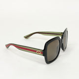 GUCCI SQUARE BLK & SPARKLE WEB ACETATE  SUNGLASSES