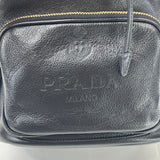 PRADA DUET TOP HANDLE BUCKET BAG IN BLK CALFSKIN LEA & GHW