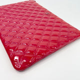 CHANEL RASPBERRY PATENT LEATHER LARGE O CASE/ CLUTCH