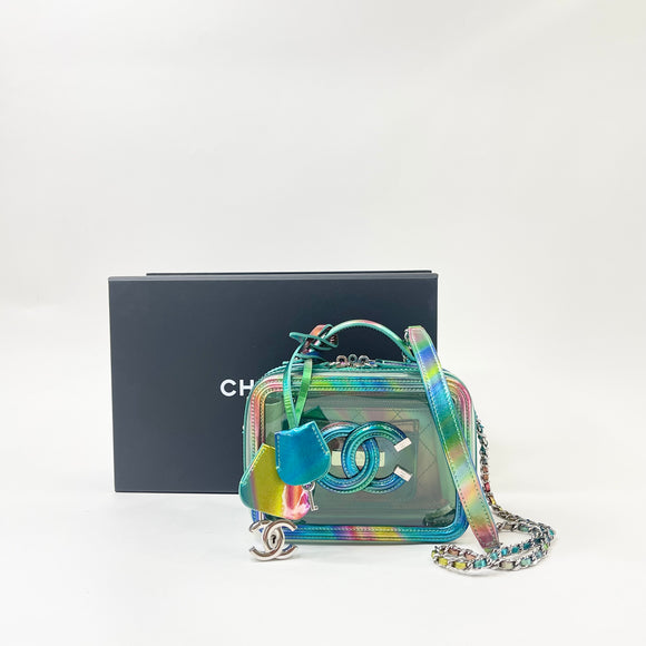 CHANEL FILIGREE VANITY IN IRIDESCENT RAINBOW PAT LEA & PVC