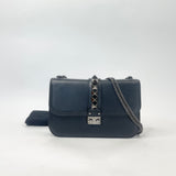 VALENTINO ROCKSTUD GLAM LOCK NOIR FLAP CHAIN CROSSBODY BAG