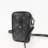 LOUIS VUITTON DOUBLE ZIP PHONE POUCH CROSSBODY IN ECLIPSE MONO - BLuxe Boutique