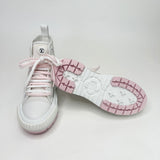 LOUIS VUITTON SQUAD PEARL PINK IRRIDESCENT MONO SNEAKERS sz 38