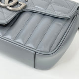 GUCCI SMALL MARMONT FLAP BAG IN GRAY LEA & SHW