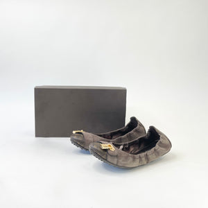 LOUIS VUITTON LUCKY LOCK BRN IRRIDESCENT LEA BALLERINA FLATS sz 37.5