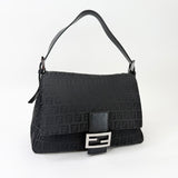 FENDI BLK ZUCCHINO MAMA BAGUETTE FLAP SHOULDER BAG - BLuxe Boutique