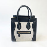 CELINE MICRO LUGGAGE IN TRI COLOR BLK CLF LEA GREEN SUEDE & CANVAS