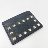 VALENTINO ROCKSTUD CARD HOLDER IN BLK LEA & GHW