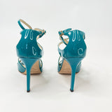 JIMMY CHOO AZIA TEAL PAT LEA SANDALS sz 36.5