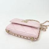 CHANEL MINI CLUTCH ON CHAIN IN LT PINK LAMBSKIN LEA & LIGHT GHW