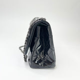 CHANEL 227 REISSUE BLK PATENT & RUTHENIUM HE DOUBLE FLAP BAG