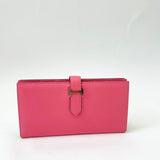 HERMES BEARN WALLET IN ROSE LIPSTICK CHEVRE MYSORE & PALLADIUM HW