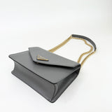 PRADA GREY SAFFIANO LEA FLAP CROSSBODY