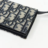 CHRISTIAN DIOR BLUE OBLIQUE FLAP CARD HOLDER ON STRAP/ WOC  - BLuxe Boutique