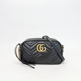 GUCCI MARMONT CAMERA BAG IN BLK LEA & GHW  - BLuxe Boutique