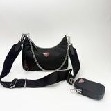 PRADA RE EDITION 2005 CROSSBODY IN BLK NYLON & RED HW
