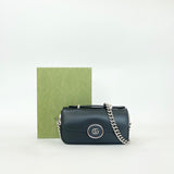 GUCCI PETITE GG MINI TOP HANDLE FLAP IN BLK SMOOTH LEA & SHW