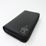 PRADA BLK SAFFIANO LEA DOUBLE ZIP ORGANIZER CLUTCH