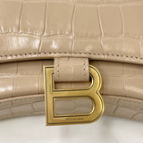 BALENCIAGA BEIGE CROC EMBOSSED LEA HOURGLASS WOC