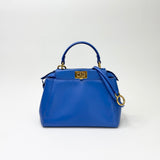 FENDI MINI BLUE LEA PEEKABOO CROSSBODY BAG