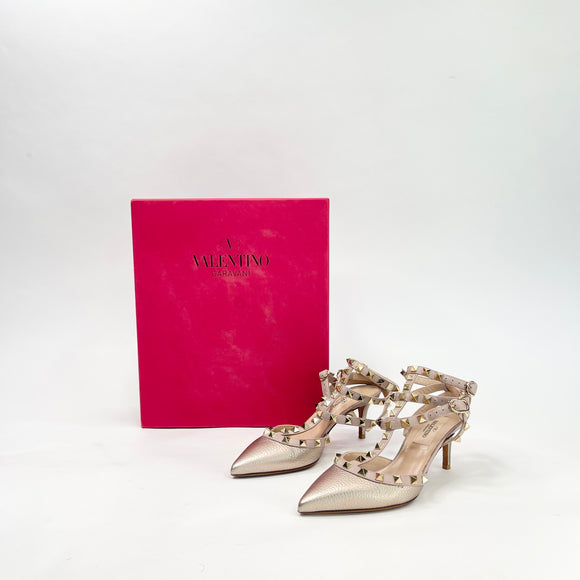 VALENTINO ROCKSTUD BRONZE PUMPS 65mm sz 34.5