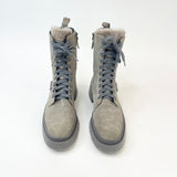 BRUNELLO CUCINELLI GREY SUEDE LACE UP BOOTS 41